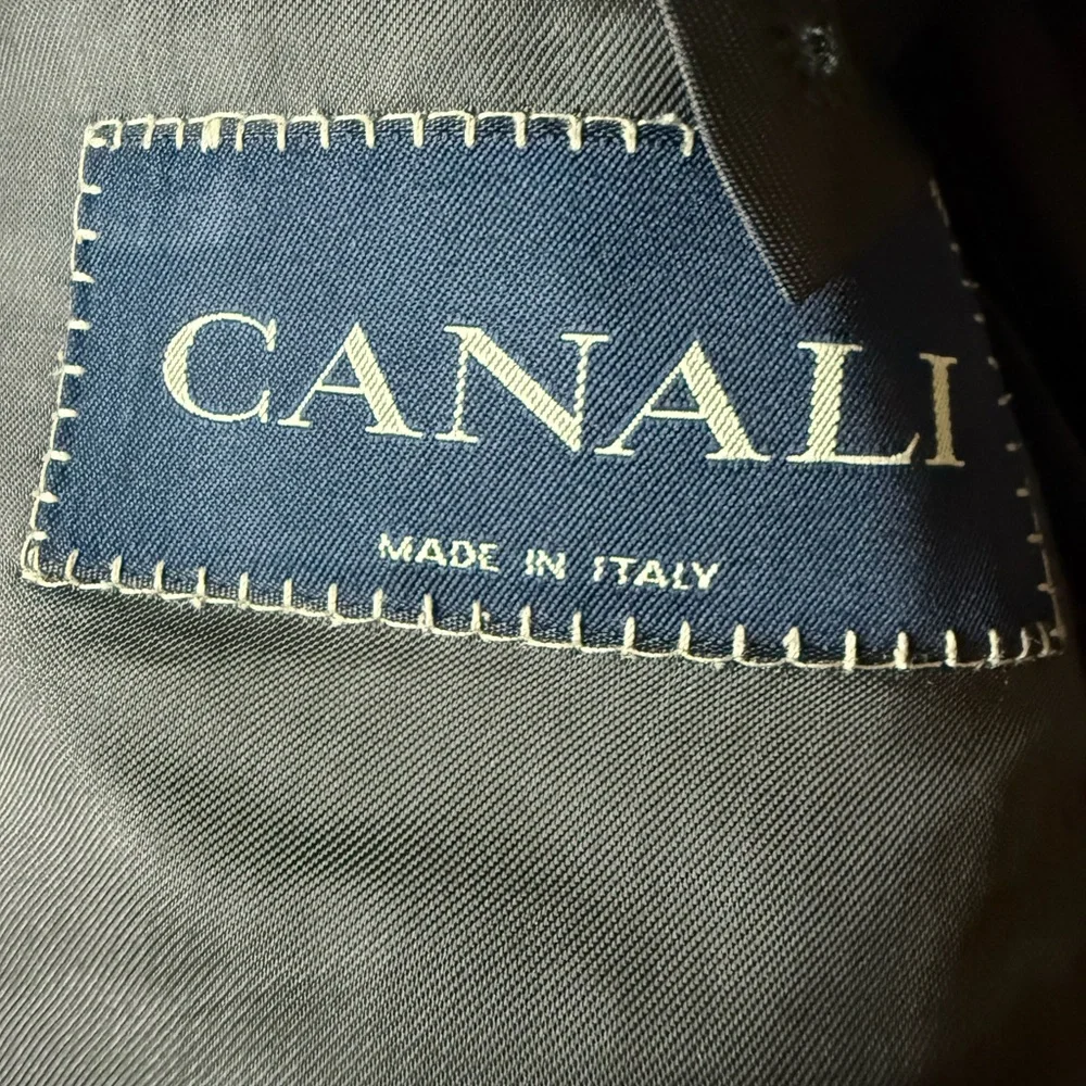 CANALI Blazer Sport Coat Super 120s Wool Pin Striped Two Button Luxury Italy 44L